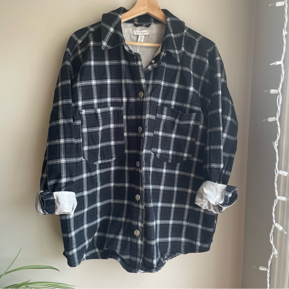 TOPSHOP Oversized Cotton Shacket Petite size 6 Small Button Up Shirt Jacket